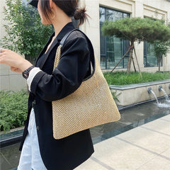 Vintage Straw Beach Bags Woven Bucket Bag Grass Tote Handbags