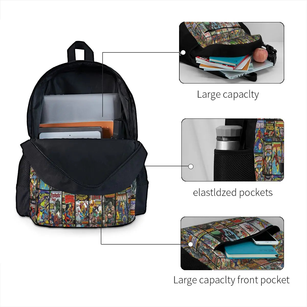 Vintage Superhero Comic Book Backpacks Men's Backpacks Bags For Women