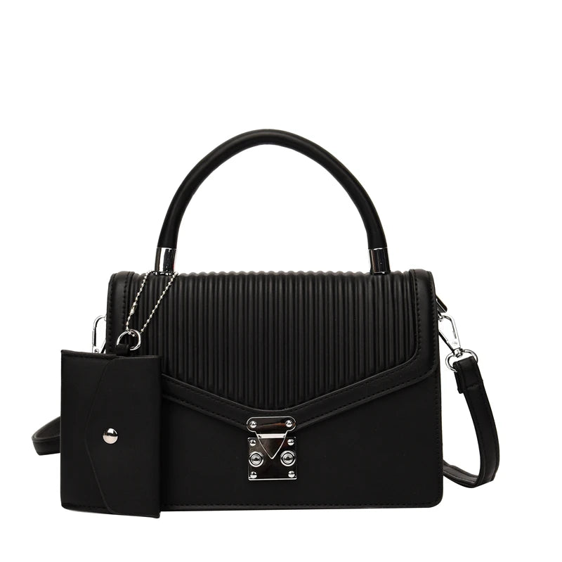 Vintage Chain Tote Bag w/ Small Bags PU Leather Women Handbag Shoulder Bag