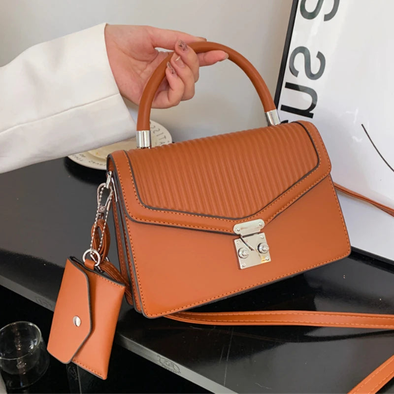 Vintage Chain Tote Bag w/ Small Bags PU Leather Women Handbag Shoulder Bag