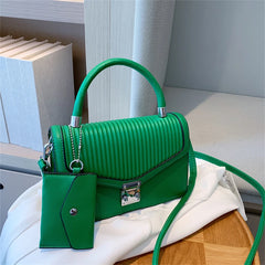 Vintage Chain Tote Bag w/ Small Bags PU Leather Women Handbag Shoulder Bag