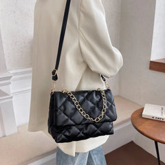 Vintage Texture Rhombus Crossbody Bag Chains Messenger Handbag
