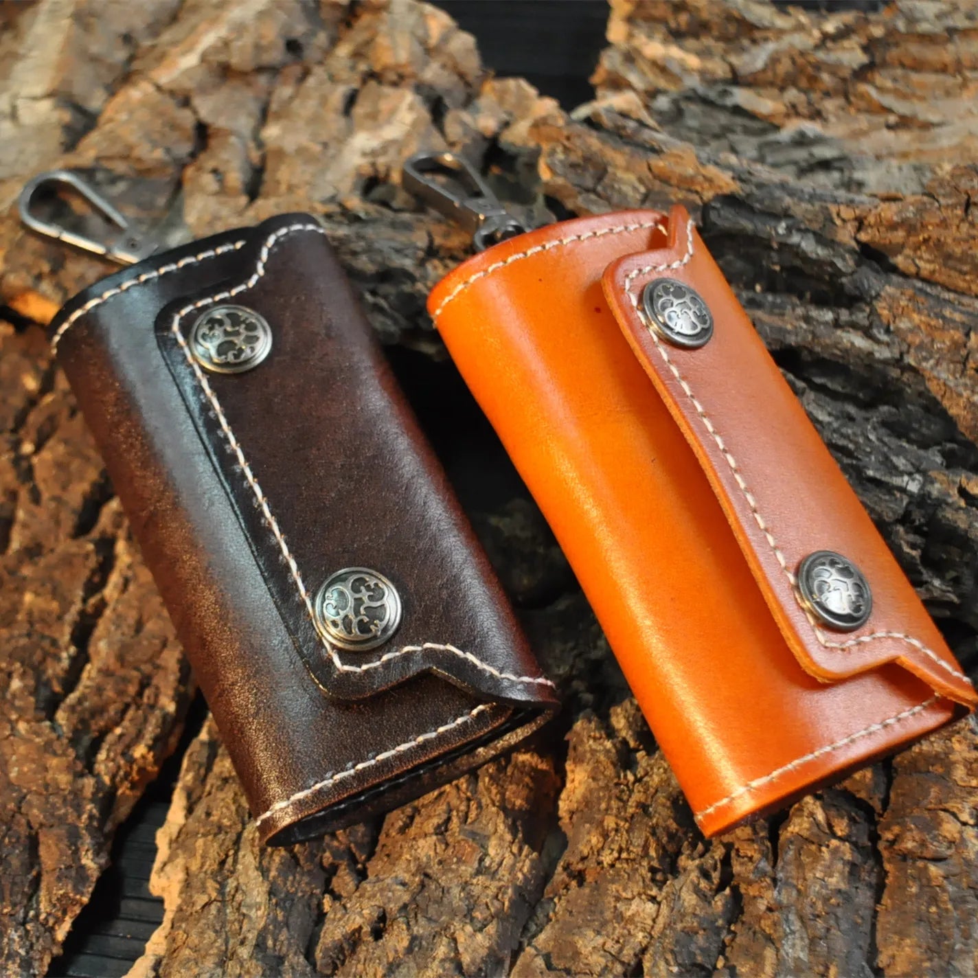 Vintage Leather Key Holder Minimalist Keychain Case