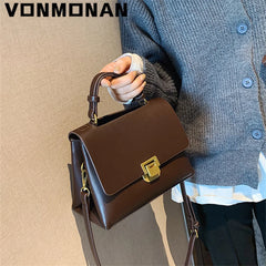 Vintage Winter Tote Bag PU Leather Women's Handbag Purses Mini Shoulder