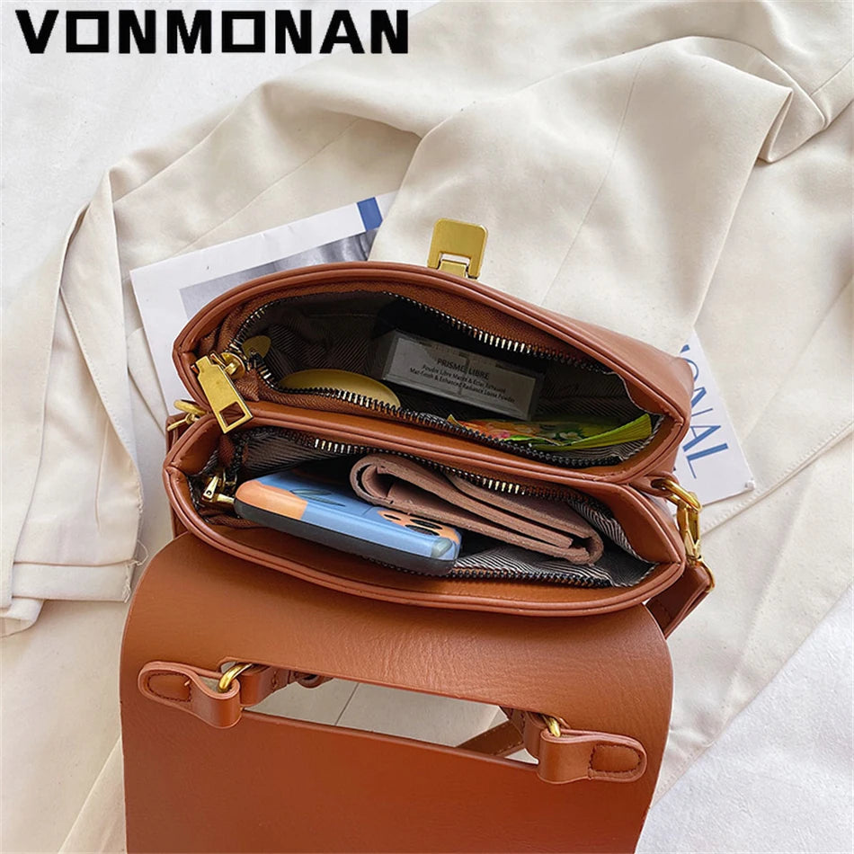 Vintage Winter Tote Bag PU Leather Women's Handbag Purses Mini Shoulder