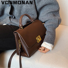 Vintage Winter Tote Bag PU Leather Women's Handbag Purses Mini Shoulder