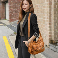 Vintage Crossbody Bag for Women Multi-pocket Shoulder Bags Large Capacity