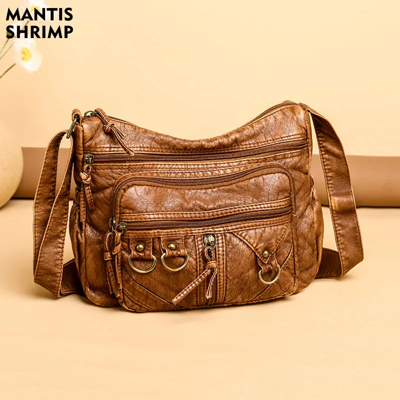 Vintage Crossbody Bag for Women Multi-pocket Shoulder Bags Large Capacity