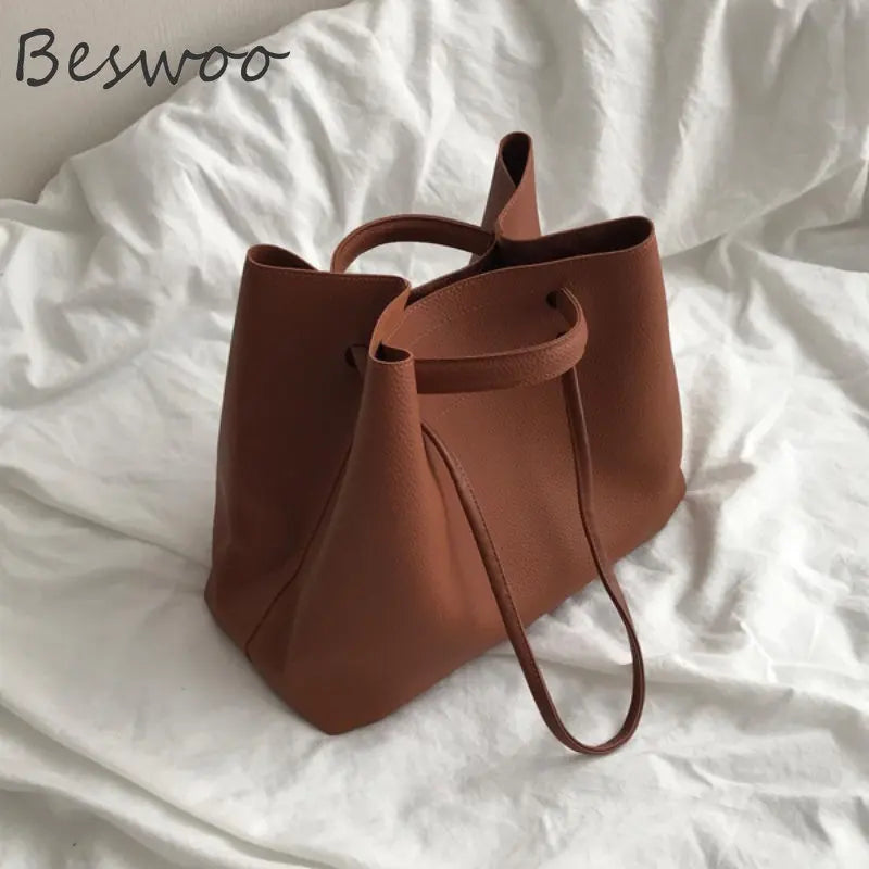 Vintage Women's Shoulder Bag Large Capacity Messenger Bucket Tote