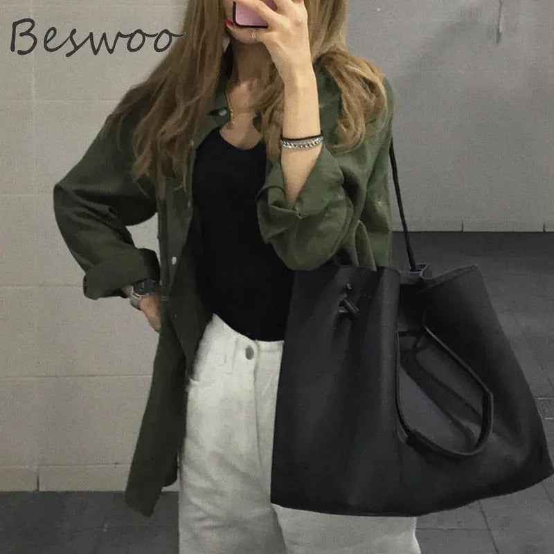 Vintage Women's Shoulder Bag Large Capacity Messenger Bucket Tote