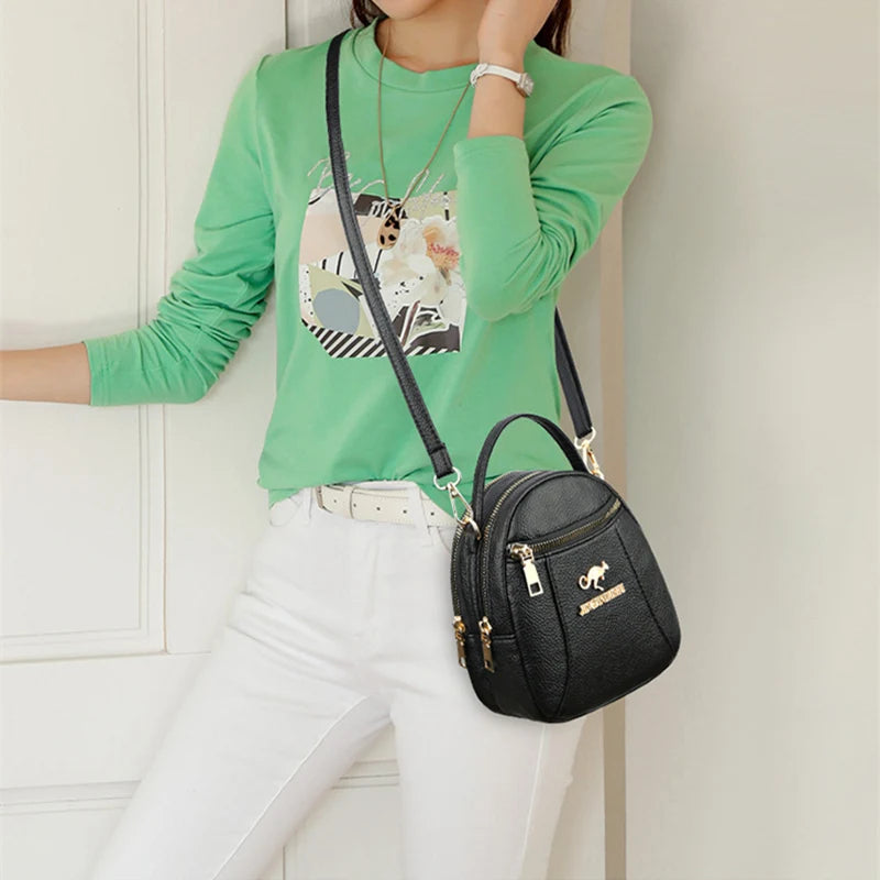 Vintage Leather Shoulder Bag Women's Crossbody Messenger Handbag Purse