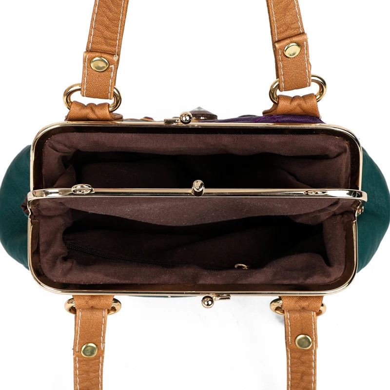 Vintage Patchwork PU Leather Women Shoulder Bag