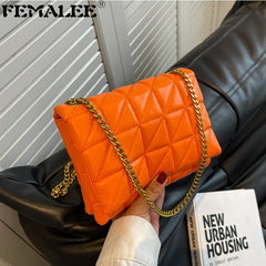 Vintage Chain Shoulder Bags Women PU Leather Clutches Handbags Purse Totes
