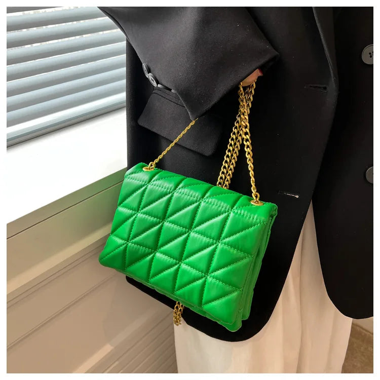 Vintage Chain Shoulder Bags Women PU Leather Clutches Handbags Purse Totes