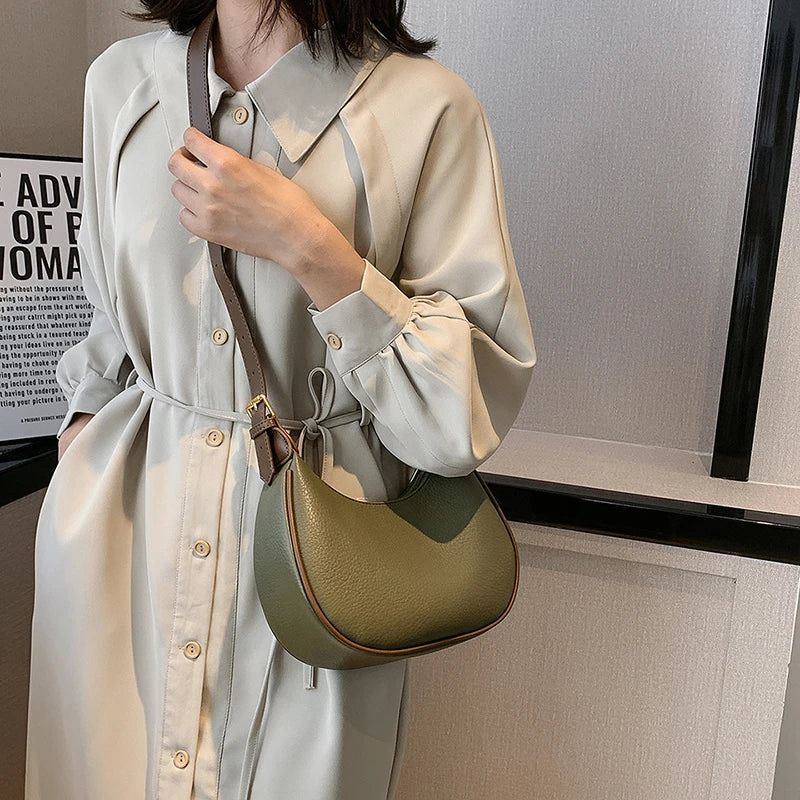 Vintage Underarm Shoulder Bags For Women Handbags Half Moon