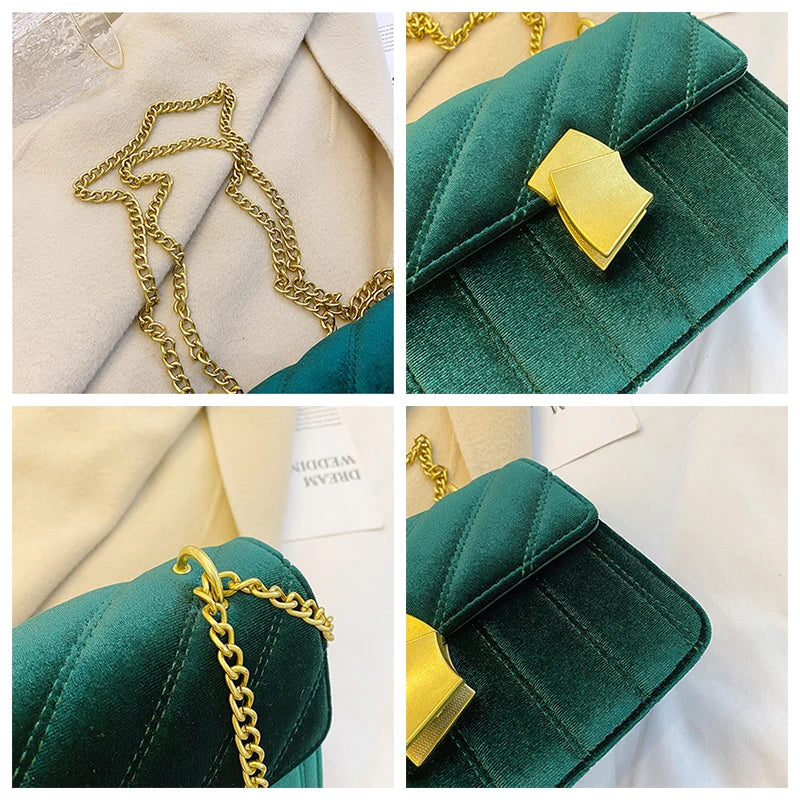 Vintage Velvet Leather Small Crossbody Shoulder Bag Women