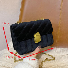 Vintage Velvet Leather Small Crossbody Shoulder Bag Women