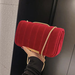 Vintage Velvet Leather Small Crossbody Shoulder Bags for Women