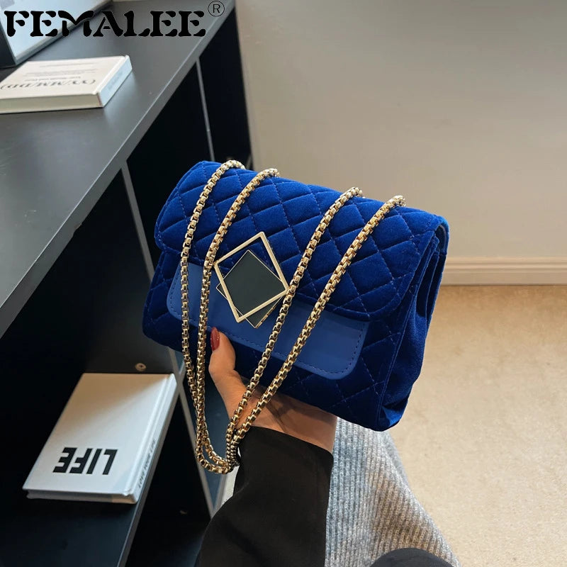 Vintage Velvet Leather Crossbody Shoulder Bag for Women