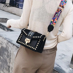 Vintage Velvet Rivets Shoulder Bag Women Messenger Bag Ladies Pu Leather Flap Ba