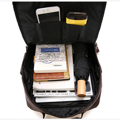 Vintage Waterproof Backpack Men Academy School Bags High Pu Leather Backpacks