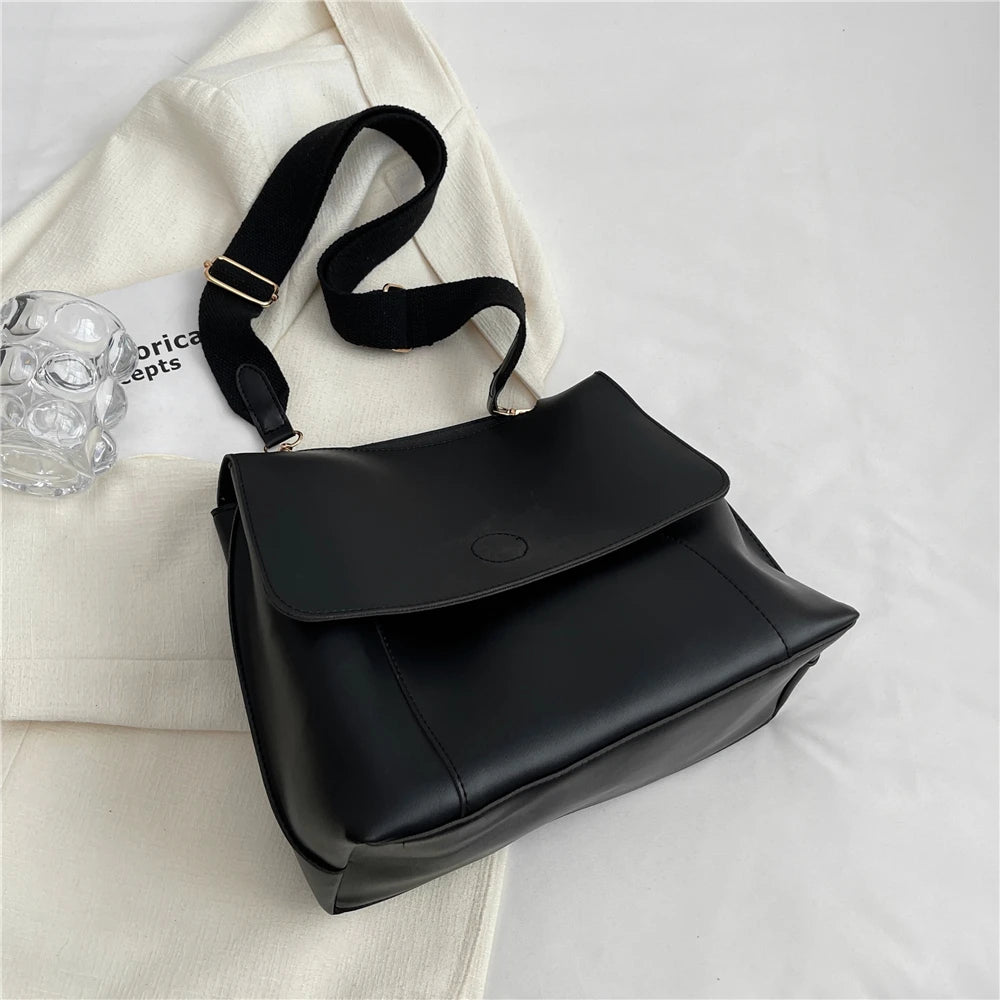 Vintage Wide Strap Satchel Shoulder Crossbody Bags For Women