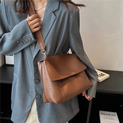 Vintage Wide Strap Satchel Shoulder Crossbody Bags For Women