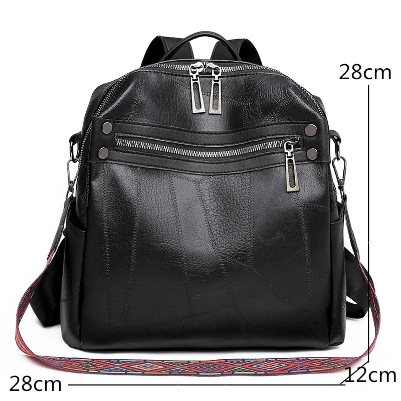 Vintage Women Backpack High Leather Multifunction School Bags for Teenager Girls