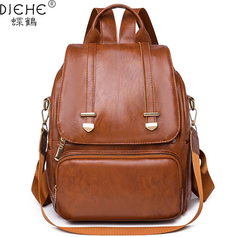 Vintage Women Backpacks High Leather Bag School Bags Ladies Bagpack