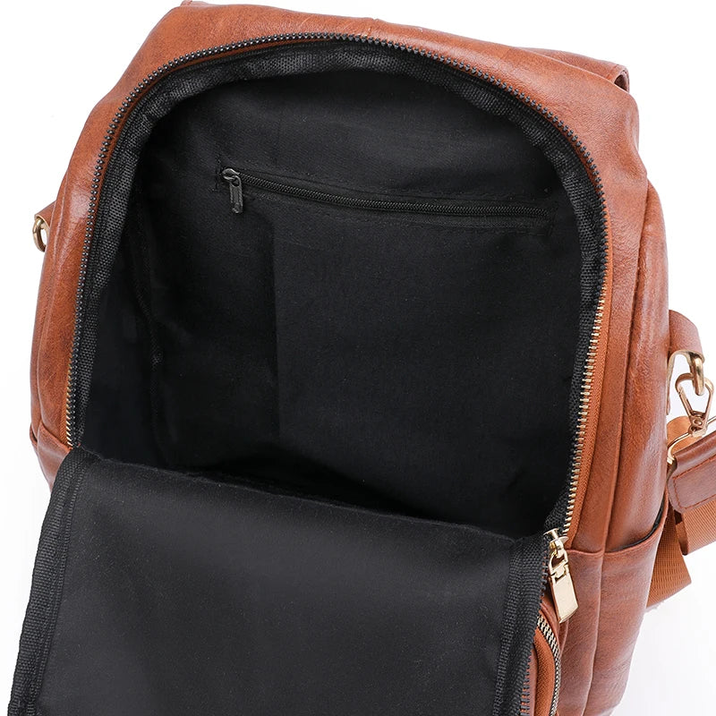Vintage Women Backpacks High Leather Bag School Bags Ladies Bagpack
