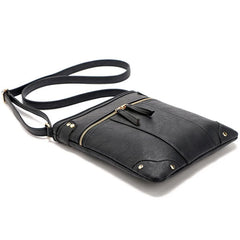 Vintage Women Bag Double Zipper Crossbody Messenger Bags PU Leather Shoulder Bag