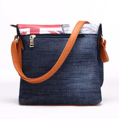 Vintage Denim Shoulder Bag Patchwork Crossbody Messenger Bag