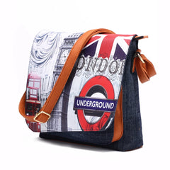 Vintage Denim Shoulder Bag Patchwork Crossbody Messenger Bag