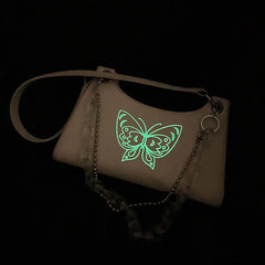 Vintage Butterfly PU Leather Chain Armpit Shoulder Bag