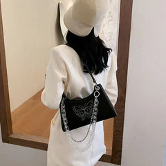 Vintage Butterfly PU Leather Chain Armpit Shoulder Bag