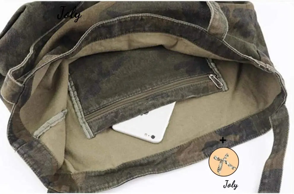 Vintage Canvas Camouflage Shoulder Bag Green