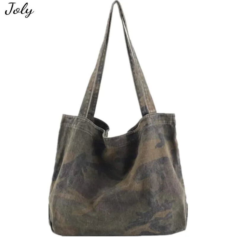 Vintage Canvas Camouflage Shoulder Bag Green