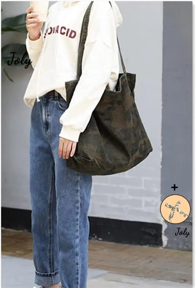 Vintage Canvas Camouflage Shoulder Bag Green