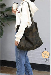Vintage Canvas Camouflage Shoulder Bag Green