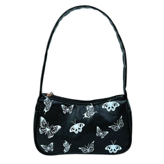 Vintage Women Casual Butterfly Print PU Leather Small Shoulder Bag