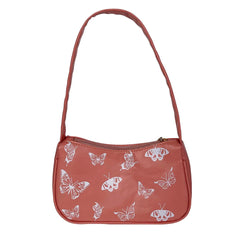 Vintage Women Casual Butterfly Print PU Leather Small Shoulder Bag
