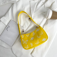 Vintage Women Casual Butterfly Print PU Leather Small Shoulder Bag