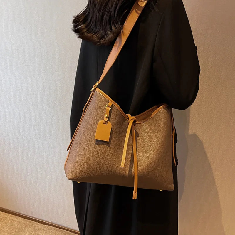 Vintage Women Composite Bag Autumn Winter Large Capacity Shoulder Bags