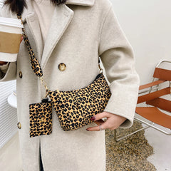 Leopard Print Crossbody Bag - Vintage Women's Shoulder Purse