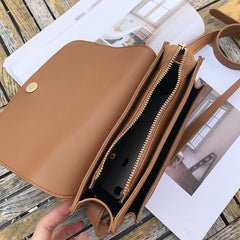 Vintage Women Crossbody Bag Solid PU Leather Female Messenger Bags Handbag
