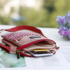 Vintage Women Crossbody Shoulder Bag Cotton Phone Purses Small Canvas Messenger