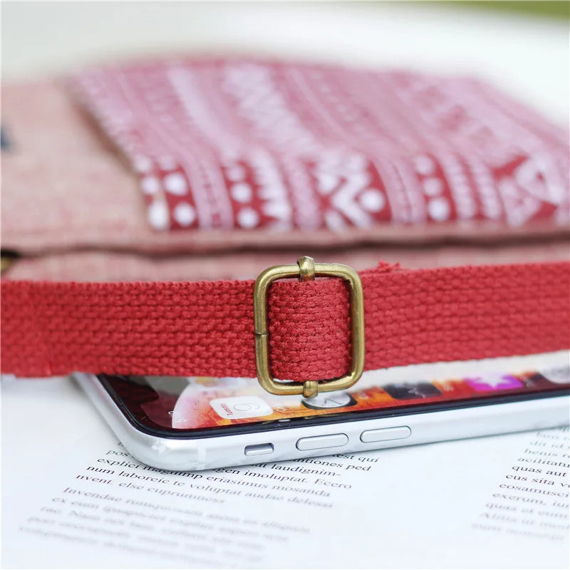 Vintage Women Crossbody Shoulder Bag Cotton Phone Purses Small Canvas Messenger