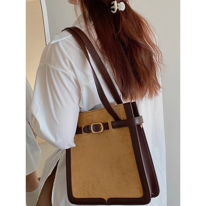 Vintage Women Faux Suede Shoulder Bag Soft Leather Ladies Messenger Bag