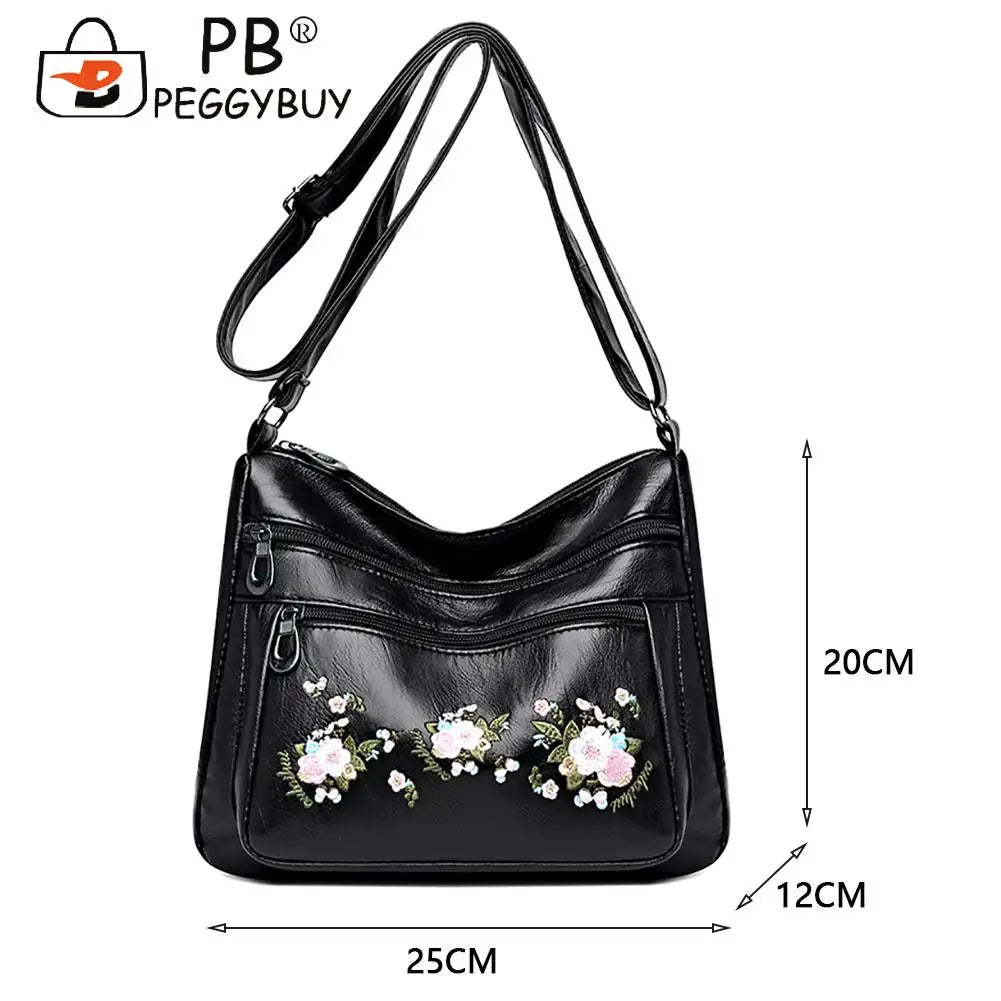 Vintage Flower Embroidery Shoulder Crossbody Bag Travel Handbags