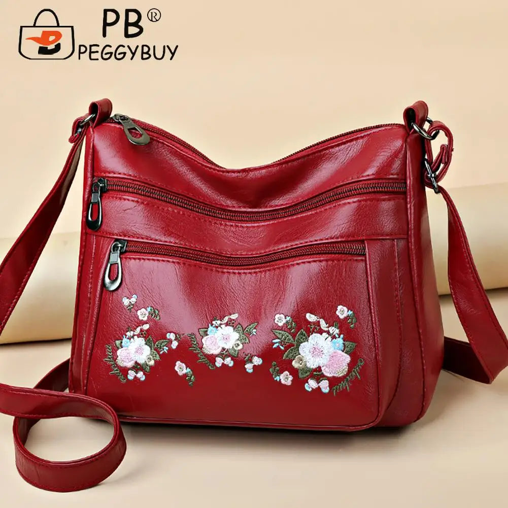 Vintage Flower Embroidery Shoulder Crossbody Bag Travel Handbags